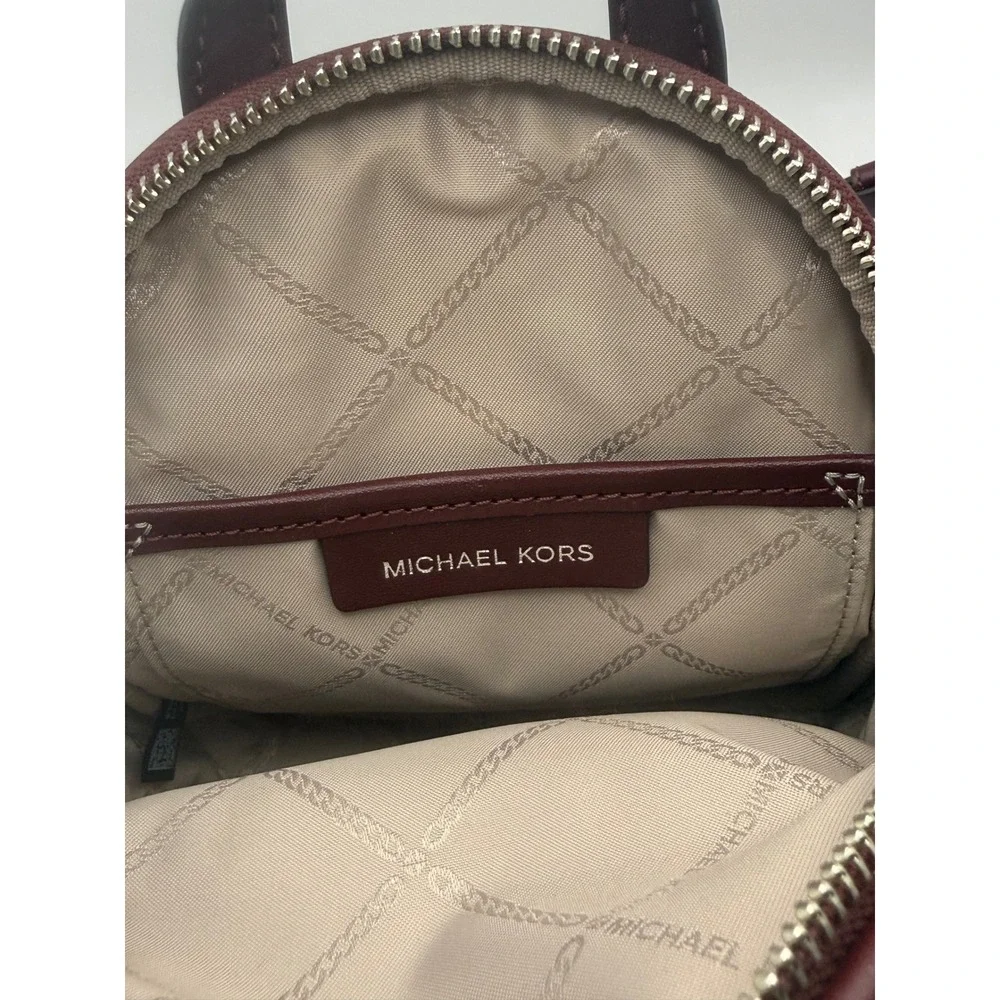 Michael Kors Rhea Extra Small‎ MK Logo Backpack Merlot Burgundy Convertible Bag